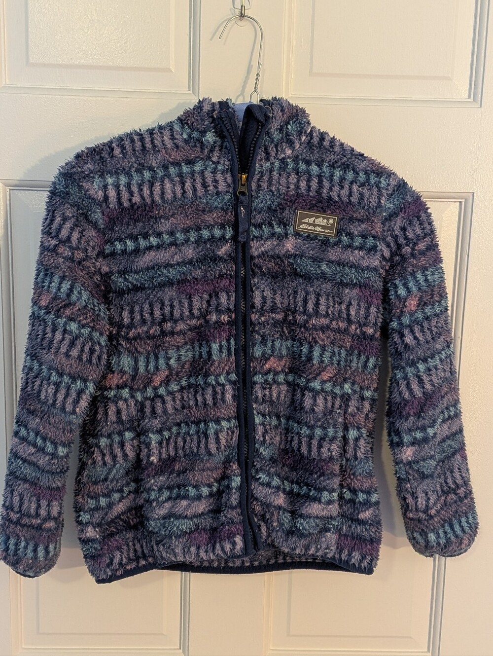 Eddie Bauer Kids full zip sherpa fleece hoodie, size 5/6